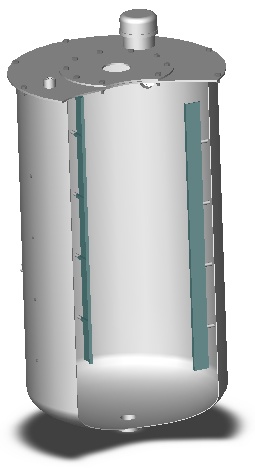 Baffles in the straight side of the tank with a position off from 
								the wall.